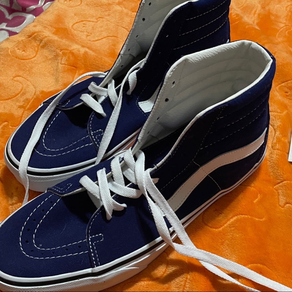 Vans Navy and White High-Top Sneakers